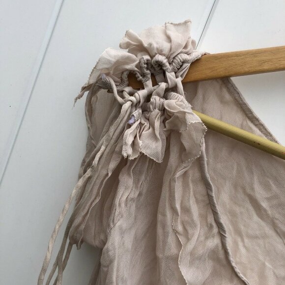 By Chapter Women's Short Sleeve Shirt Blouse Sheer Ruffle Cottagecore Top Small - Picture 3 of 10